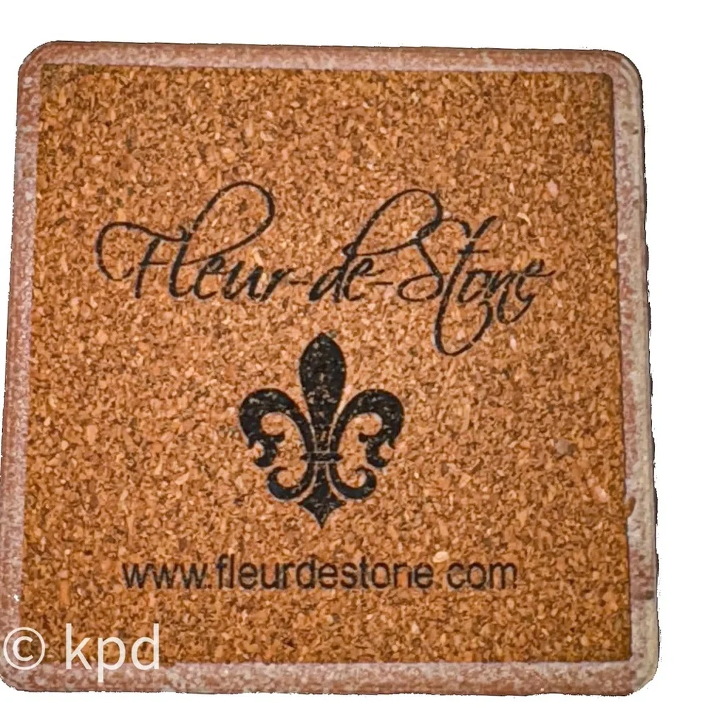 Fleur-de-Stone Marble Coaster – Historic Mansion Estate – Cork Backed Stone Tile